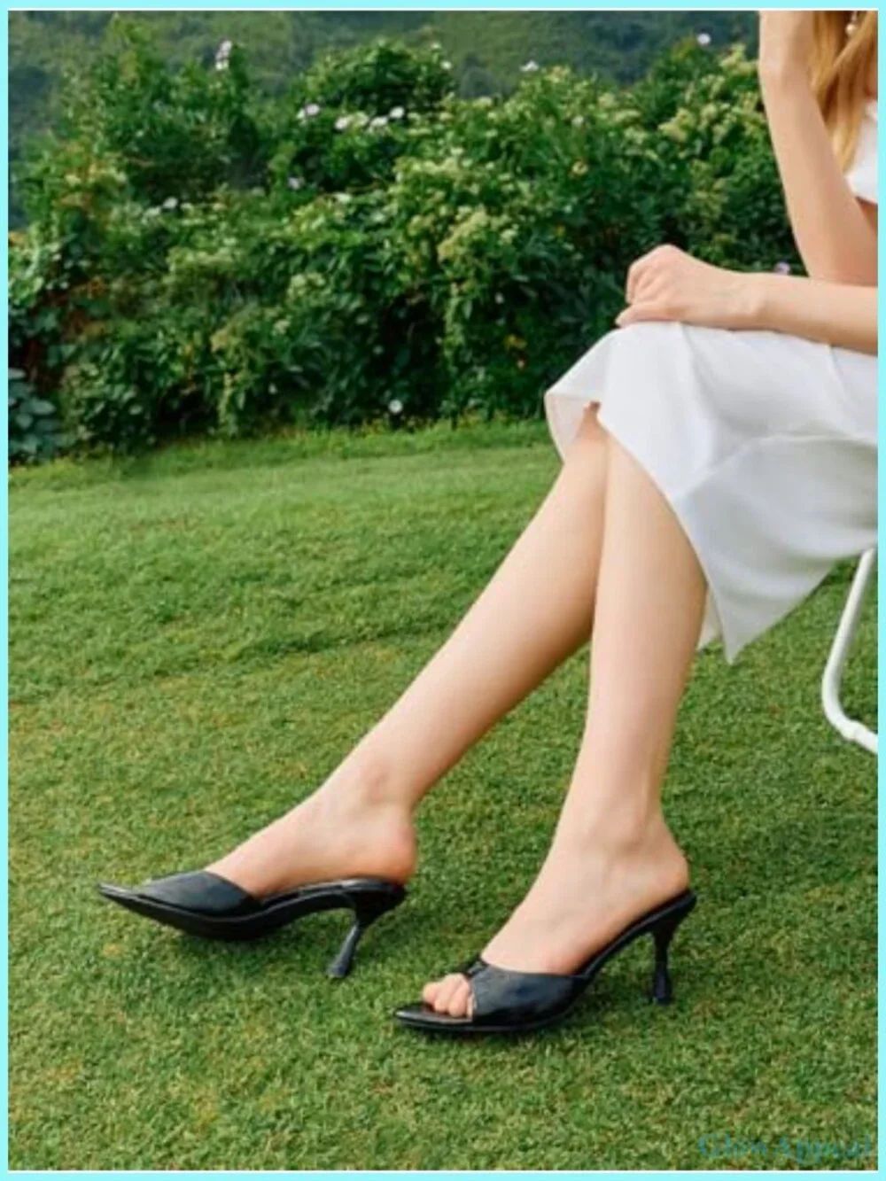 Patent Leather Pointed Toe Kitten Heel Mules Slip On Heels for Women Dressy